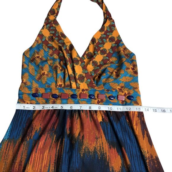 Vintage Y2K Rabbit Rabbit Rabbit Maxi Dress 8 Halter Babydoll Western Boho 90s - Picture 14 of 15